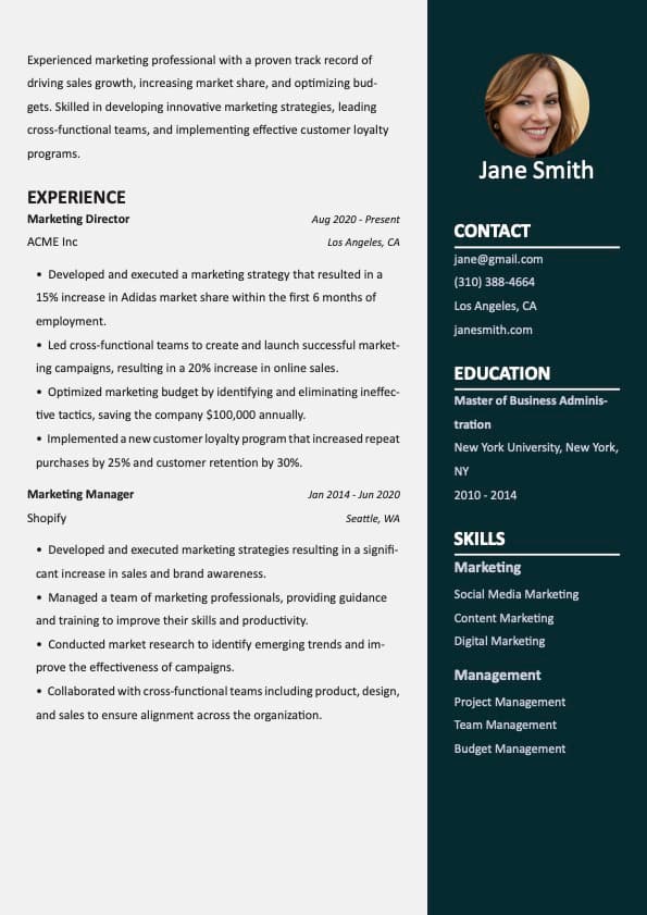 Template Resume Flowy Right