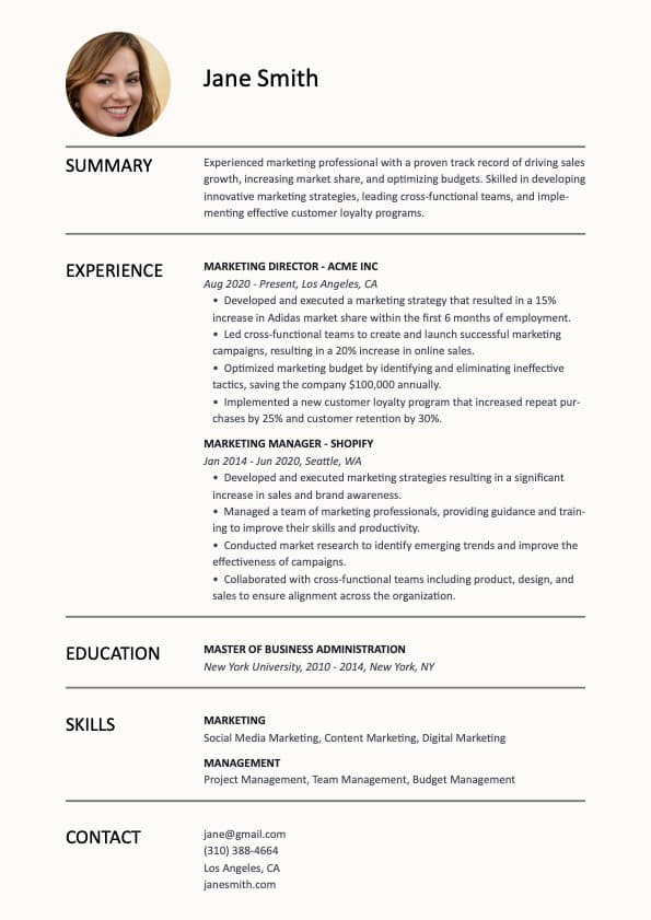 Template Resume Minimalist