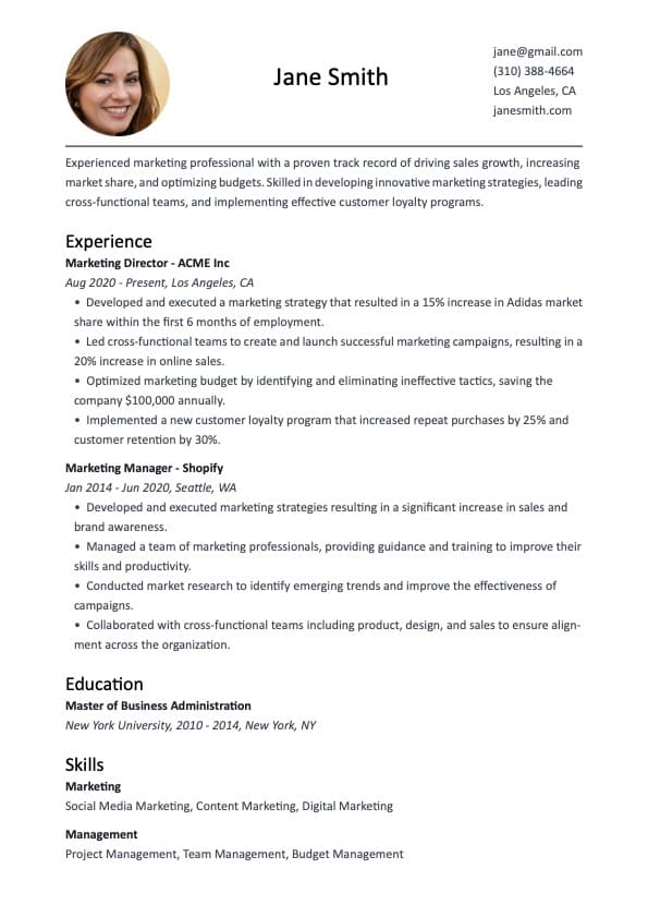 Template Resume White