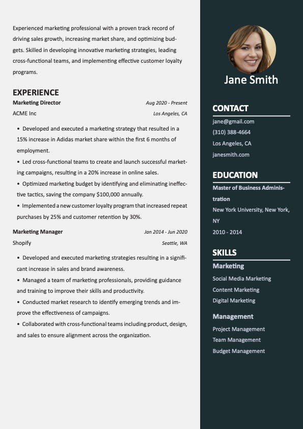 Template Resume Flowy Right